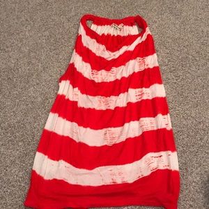 Red and white striped Michael stars tank
